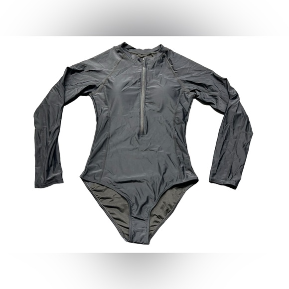DACI women’s black long sleeve front half zip rashguard surfsuit NWT - Picture 3 of 16